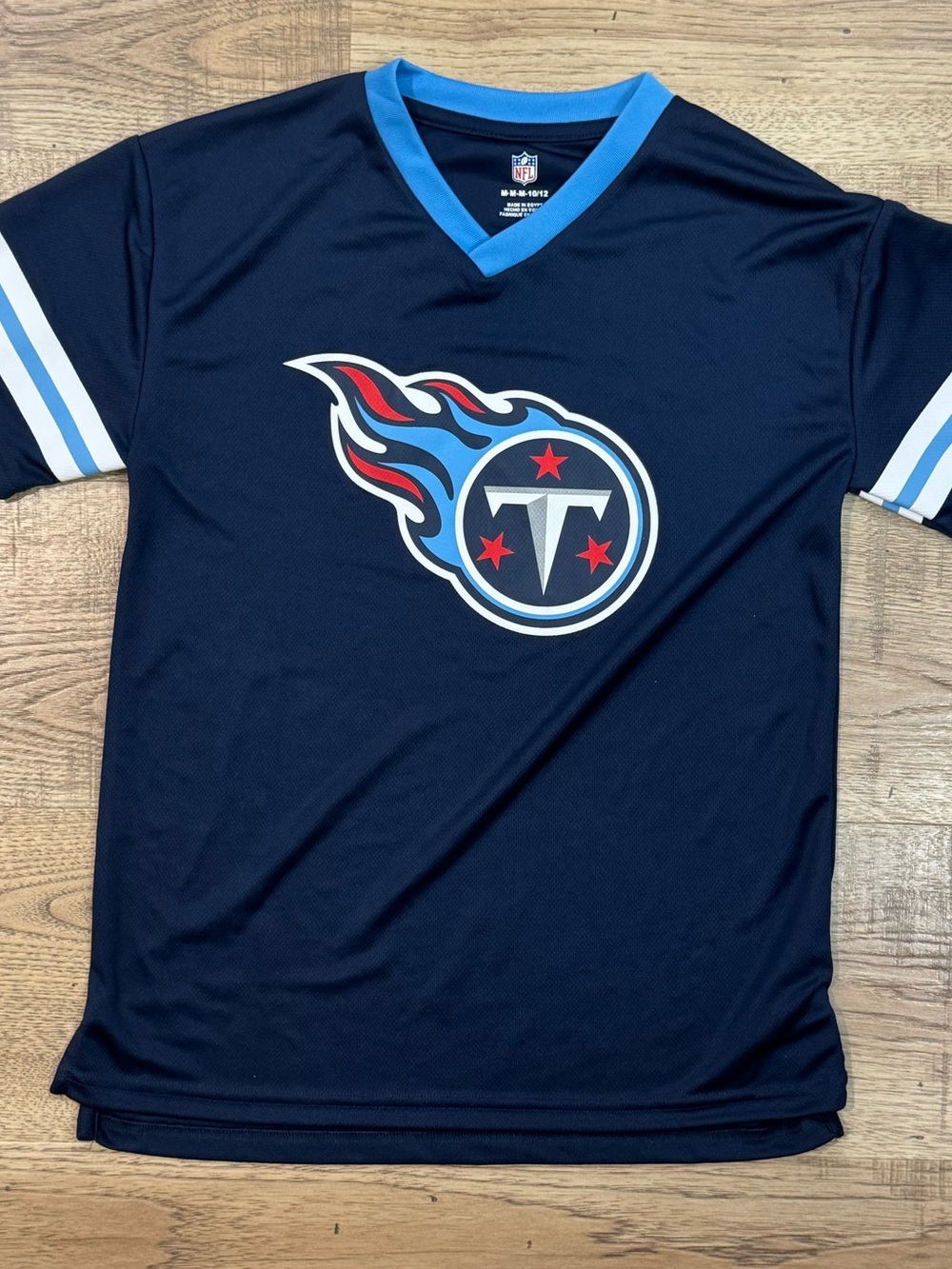 NFL Tennessee Titans Youth Navy V-Neck Jersey with Light Blue Trim